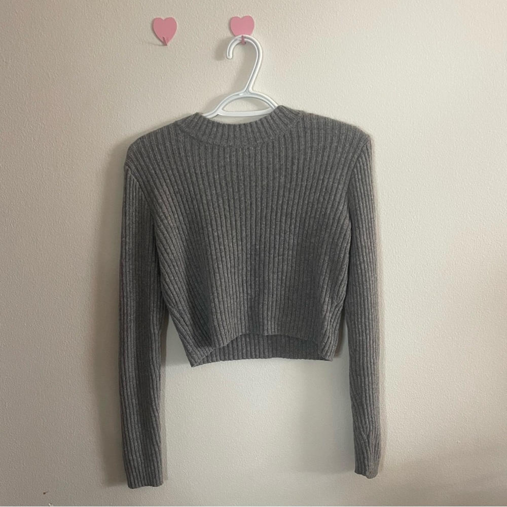 grey brandy melville crop turtleneck top